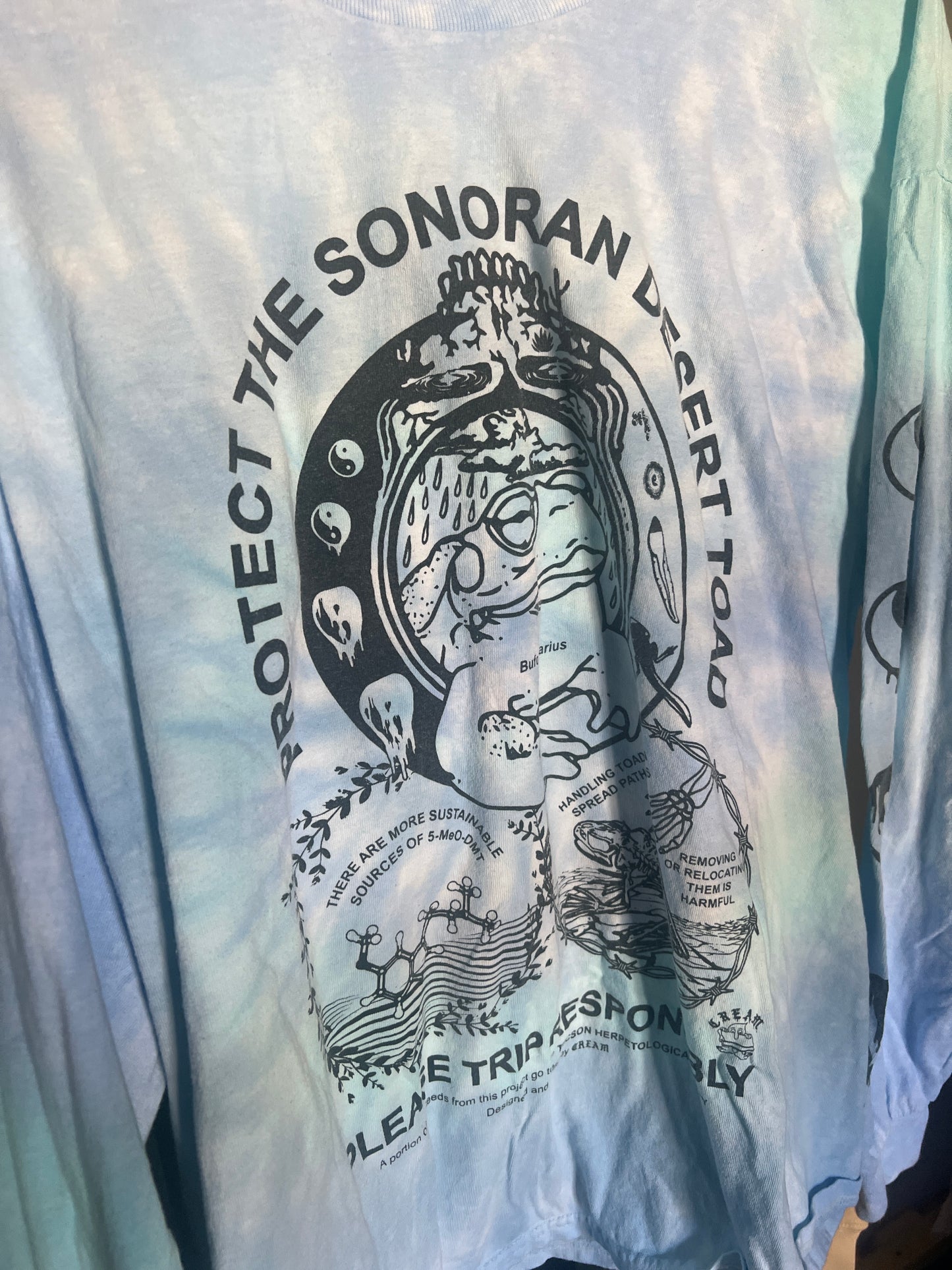 "Protect The Toad" - Water Blue Tie Dye Long Sleeves
