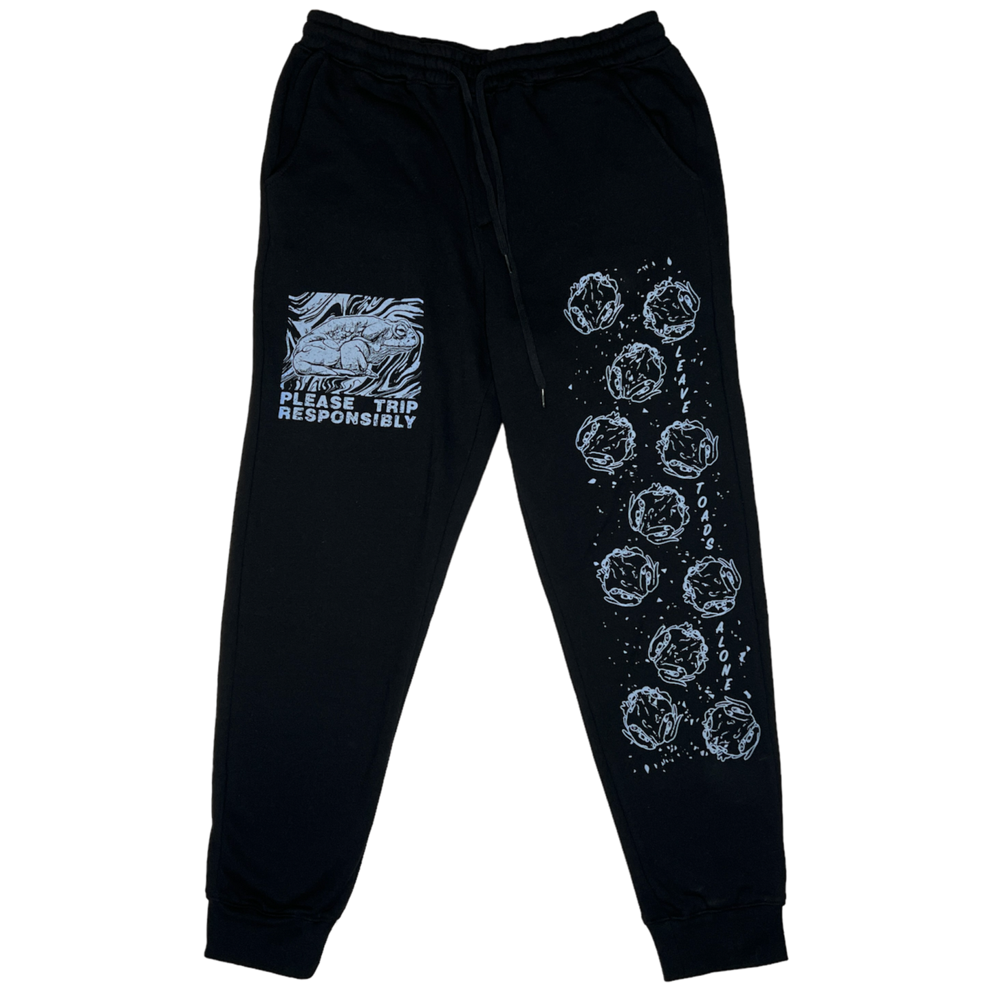 "Please Trip Responsibly" - Blue Sky on Black Sweatpants