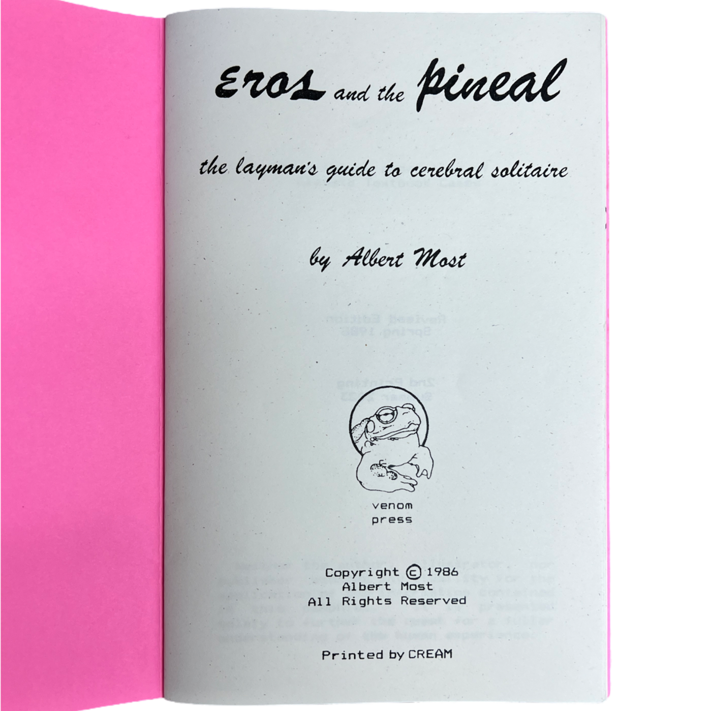 "Eros and the Pineal" - The Layman's Guide To Cerebral Solitaire Pamphlet - 2nd Printing