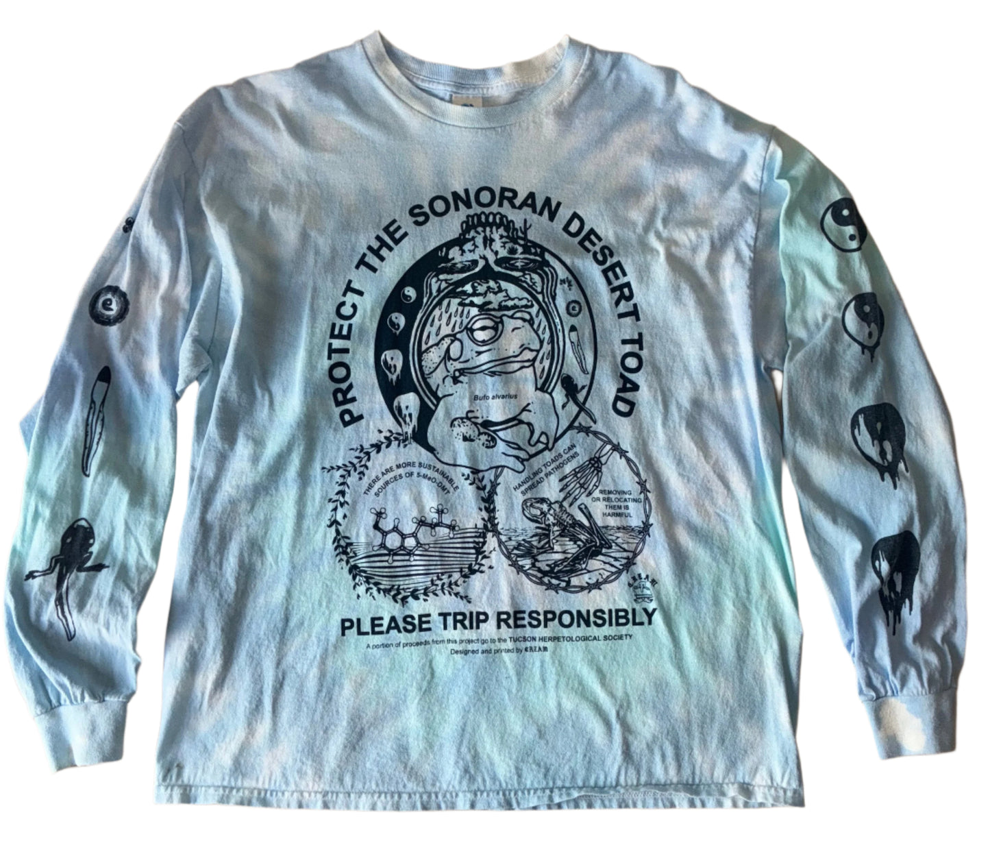 "Protect The Toad" - Water Blue Tie Dye Long Sleeves