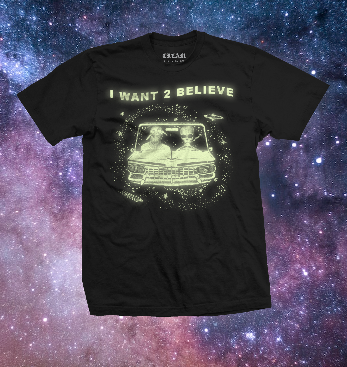 "I Want 2 Believe" - Glow in the Dark Black Tee