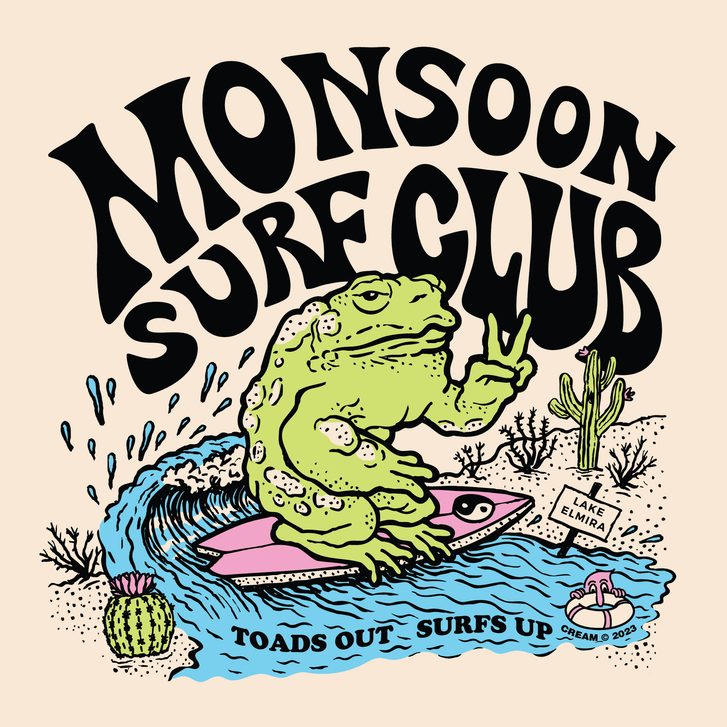 Toads Out Surfs Up - Natural Tee