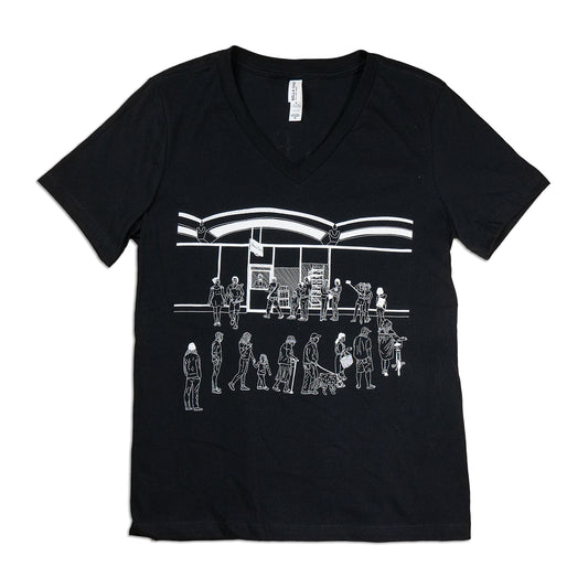 "Barrio Bread Line" - Black Jersey V-Neck Tee