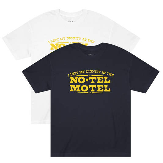 "No Tel Motel" - Yellow Print Tees