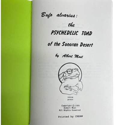 "Bufo Alvarius" - The Psychedelic Toad of the Sonoran Desert Pamphlet - 6th Printing