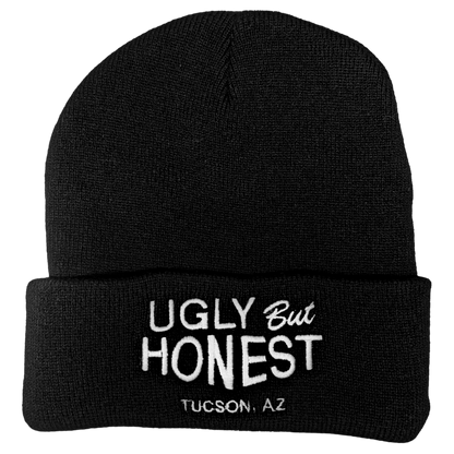"Ugly But Honest" - White on Black Beanie
