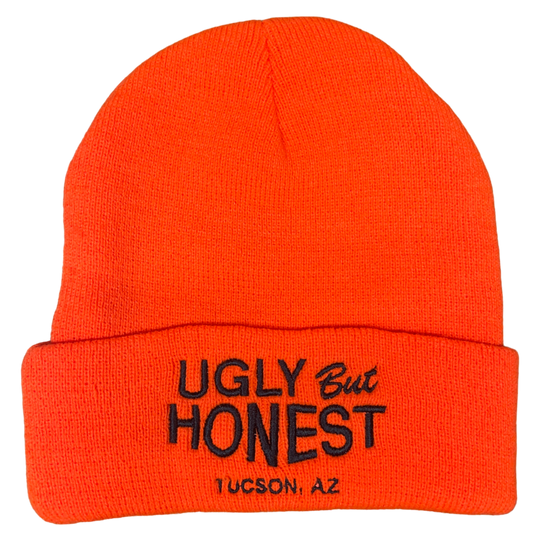 "Ugly But Honest" - Black on Orange Beanie