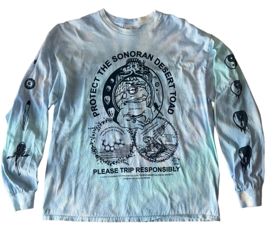 "Protect The Toad" - Water Blue Tie Dye Long Sleeves