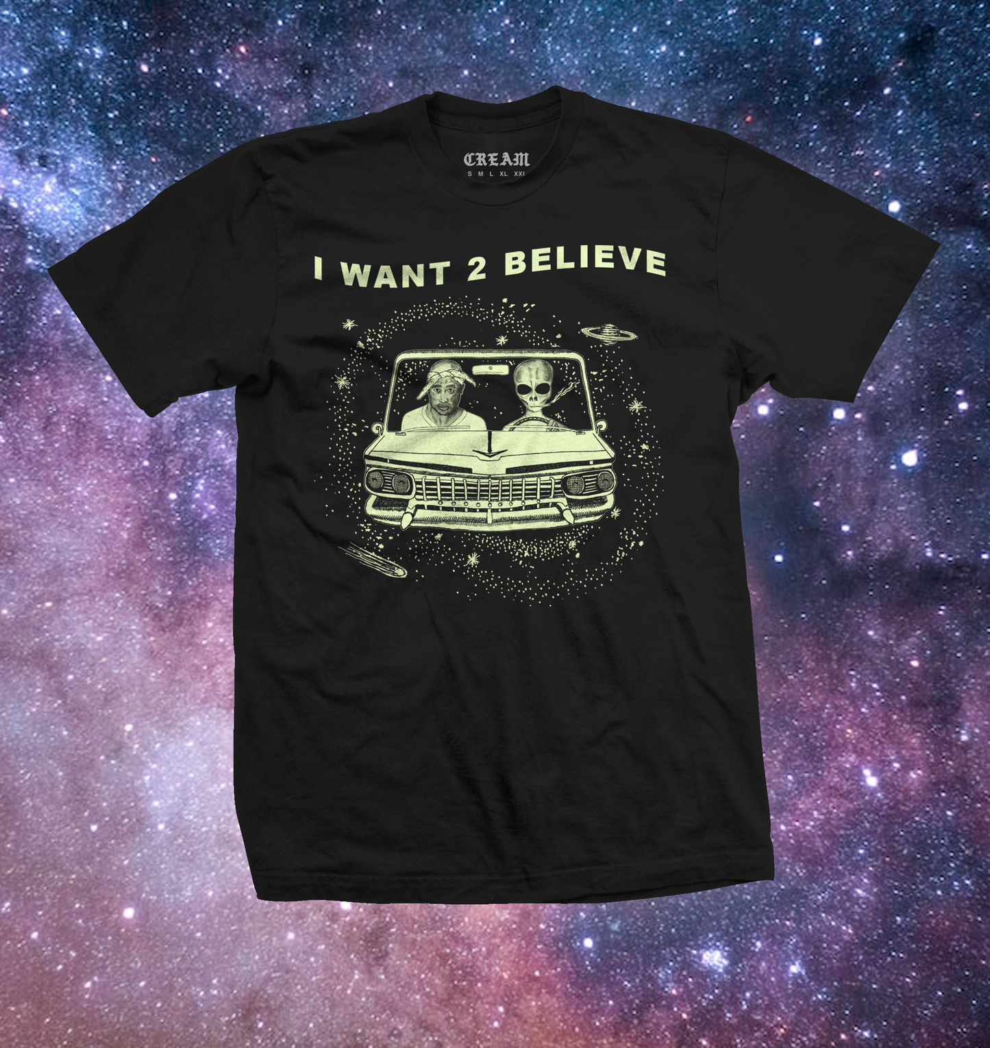 "I Want 2 Believe" - Glow in the Dark Black Tee