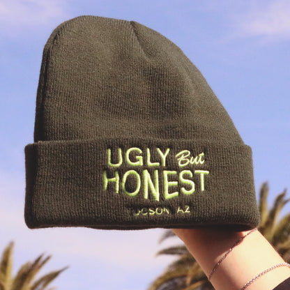 "Ugly But Honest" - Lime on Green Beanie