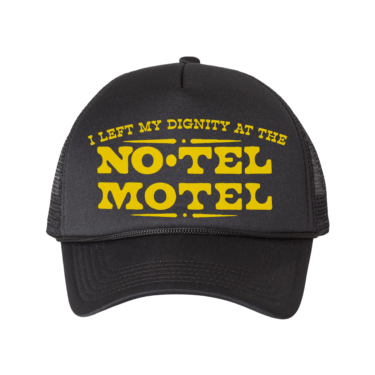 "No Tel Motel" - Black Trucker Hat