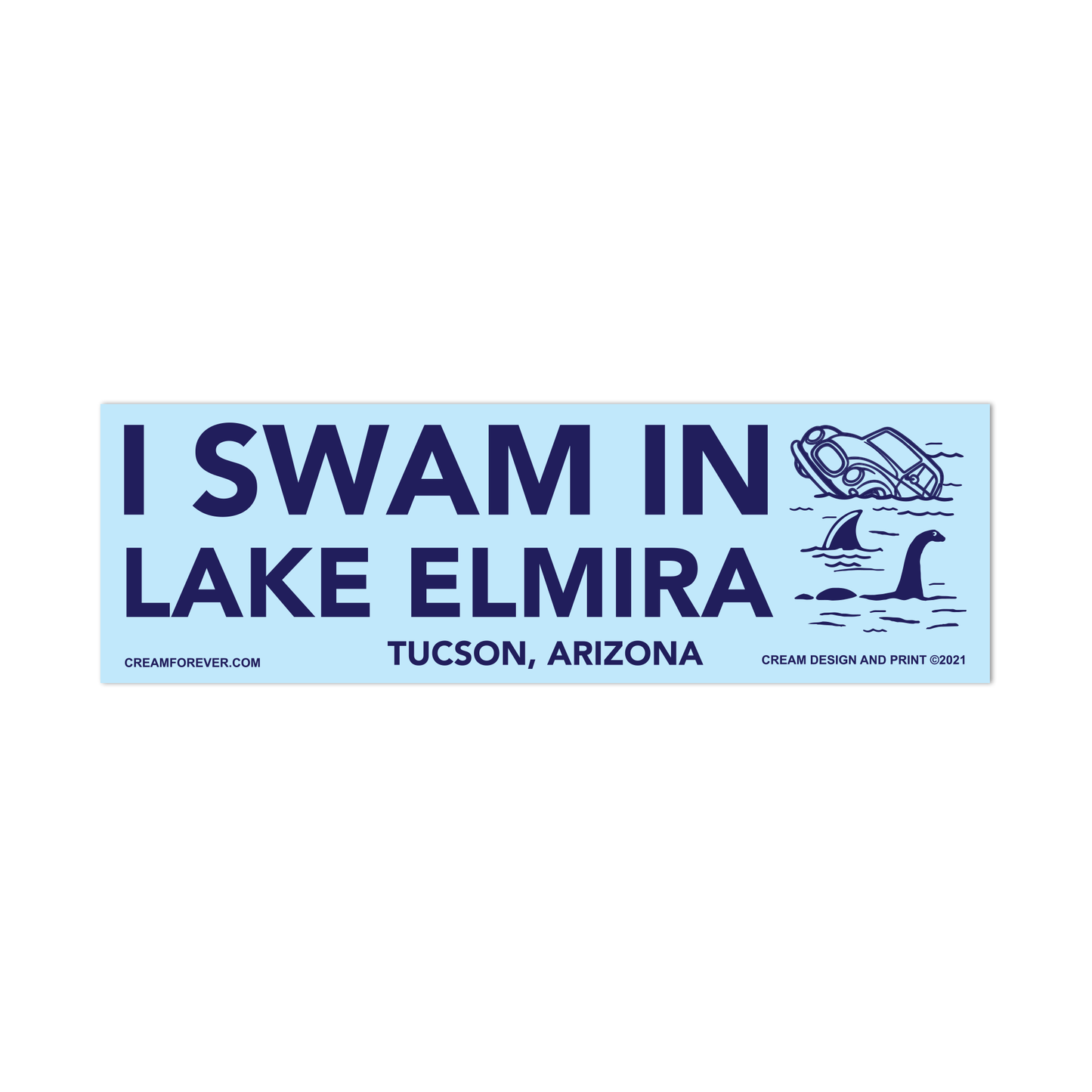 "I Swam in Lake Elmira" - 9" x 3" Bumper Sticker